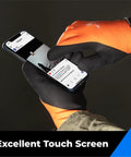 100% Waterproof Winter Work Gloves For Men And Women With Thermal Insulation Double Layer Fully Dipped Latex For Maximum Grippy Touchscreen Compatibility Cold Weather Outdoor And Freezer Use Orange Large glove using phone screen