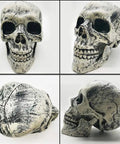 Realistic Halloween Skeleton Stakes Kit With Skull And Arm Props side and front views of black crack skeleton decor skull