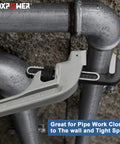 Heavy Duty 18 Inch Offset Pipe Wrench With 45 Degree Angled End For Tight Plumber Jobs Aluminum Lightweight Construction