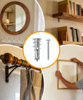 Built Tough Heavy Duty Zinc Alloy Drywall Anchors With Self Drilling Screws displayed with mirror, shelves, and a person hanging a frame.