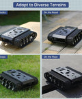Tracked Tank Chassis With Encoder DC Motor And Suspension Shock Absorption, Beefy Full Metal Robotic Moving Platform Track For Arduino RPi Jetson Python DIY Smart Maker shown on various terrains.