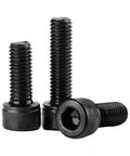 Premium Grade 14.9 Alloy Steel Hex Socket Head Cap Screws M1.4 X 6mm Black Oxide Coating showing three fasteners at different angles.