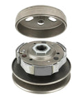 Gy6 50cc Clutch Set And Variator Kit With 669 Belt For 139QMB Short Case Engines, front view showing assemblies.