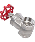 Stainless Steel Gate Valve DN50 2 Inch NPT Full Port Industrial Grade For Water And Oil Lines, red handle, side view
