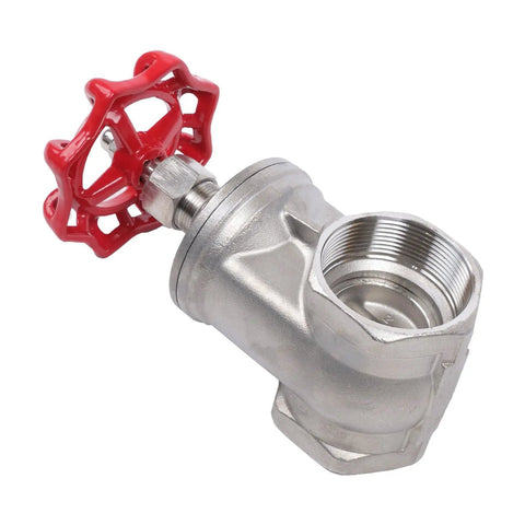 Stainless Steel Gate Valve DN50 2 Inch NPT Full Port Industrial Grade For Water And Oil Lines, red handle, side view