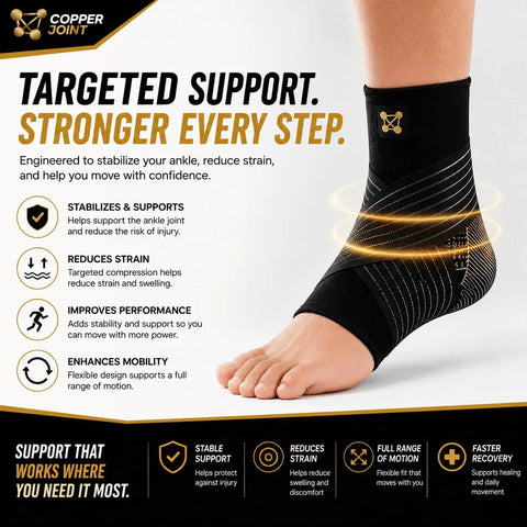 Copper Infused Ankle Compression Sleeve For Women And Men Breathable All Day Comfort Ankle Brace Size X Large on foot