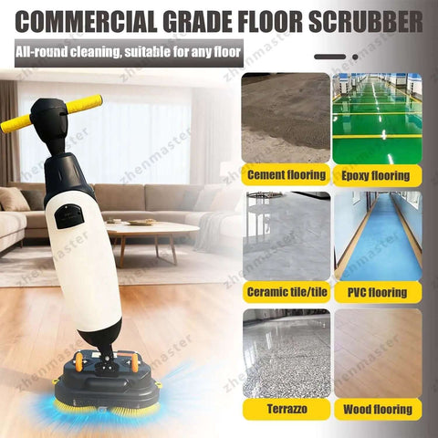 Commercial Walk Behind Floor Scrubber Machine With 17 Inch Cleaning Width Lightweight 44 Lb Electric Floor Washer Dryer