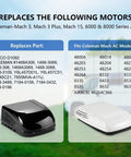 Chart showing compatibility of RV Air Conditioner Fan Motor Replacement With Capacitor One Third Horsepower 115V Dual Speed 1675 And 1080 RPM with Coleman Mach models