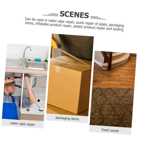 Heavy Duty Duct Tape Sealing Tape for Indoor and Outdoor Use Quick Fix Pipe Leaks and Repairs Base Waterproof Cloth Tape shown fixing various items