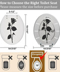 Elongated Toilet Seat Rose Resin for Bathroom Replacement diagram showing dimensions and installation tips.