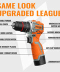 Powerhouse Brushless Cordless Drill Set With Four In One Action And Fifty Newton Meters Torque includes a cordless drill with metal chuck and LED lighting.