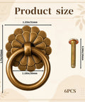 Product size of Six Piece Antique Brass Cabinet Ring Pulls Bringing A Flat Out Vintage Drop Ring Vibe To Your Kitchen Cabinets Ideal For Fast Furniture Refreshes And Smooth Daily Access.