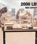 60 Inch Adjustable Workbench With Rubber Wood Top Heavy Duty Workstation 2000 Lbs Load Capacity Hardwood Work Table With Power Outlets
