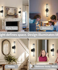 Dope Nineteen Point Sixty Nine Inch Modern Bathroom Wall Sconce Light Fixture Black Glass Rod Vanity Light in various home settings