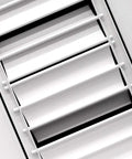 Close-up of 12 Inch By 12 Inch Aluminum 4 Way Adjustable Vent Diffuser With Curved Blades For HVAC Ducting Rust Resistant Easy Install Duct Vent Cover