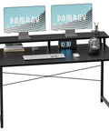 47 Inch Small Computer Desk With Monitor Stand and Headphone Hook Space Saving Home Office Desk for Gaming Study or Writing