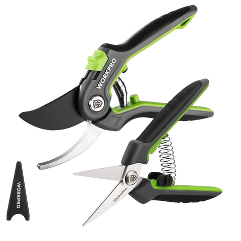 Two Pack Garden Pruning Shears Kit With Eight Inch Bypass Pruner And Six And A Quarter Inch Straight Tip Pruner Premium Plant Shears