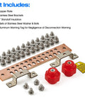 Heavy Duty Copper Ground Bar Kit With 24 Holes, 2x2 Inch Standoff Insulators, UL Recognized C11000 Copper for Electrical Panels