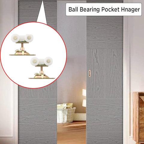 2 Pack Three Quarter Inch Sliding Door Rollers With Four Mounting Screws Silent Hanging Wheels installed on pocket doors