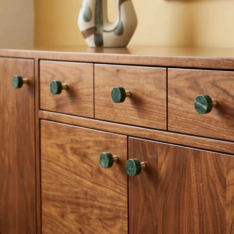 Green Marble Cabinet Knobs 4 Pack With Gold Metal Base Marble Drawer Knobs on wooden cabinet drawers