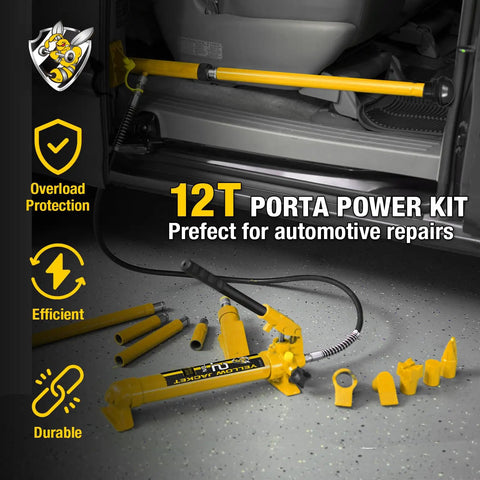 Badass 12 Ton Porta Power Kit Hydraulic Ram Push Pull Tool Set With Leakproof Heavy Duty Steel And Rugged Protective Carry Case Makes Auto Body Repairs A Breeze
