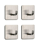 Rock Solid Self Adhesive Wall Hooks Crafted From Premium Stainless Steel For Zero Drill Wall Mounting And Effortless Home Organization With A Smooth Silver Look Set Of Four displayed in square arrangement.
