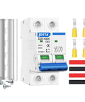 2 Pole 500V 63 Amp DC Circuit Breaker Isolator For Solar PV System With Thermal Magnetic Trip And DIN Rail Mount