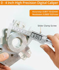 4 Inch Digital Caliper Stainless Steel With Inch Millimeter Conversion measuring metal part, large LCD screen visible