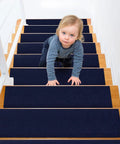 No Slip Carpet Stair Treads For Wooden Steps 8 By 30 Inches 15 Pack Self Adhesive Safety Rug Mats Slip Resistant Stair Runner Navy