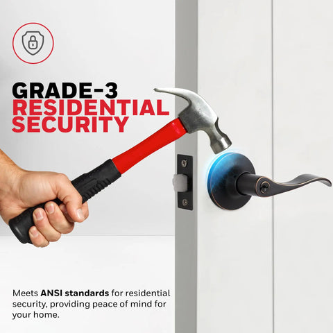 Person testing Interior And Exterior Wave Lever Door Handle With Keys For Bedroom Security Top Notch No Fuss Anti Bump Resistant