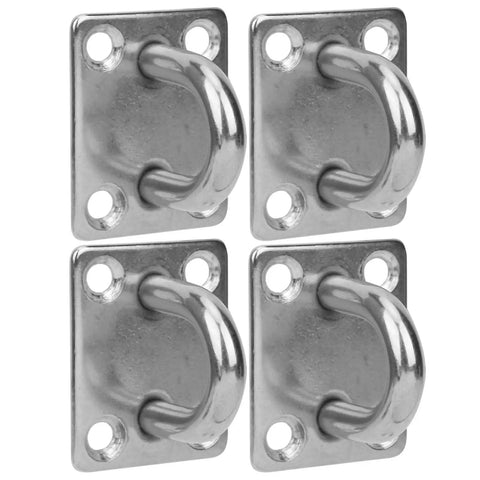 Bulletproof M8 Stainless Steel Pad Eye Plate With 4 Hole Design, sturdy design for ceiling and wall mount applications.