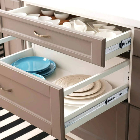 22 Inch Full Extension Drawer Slides Pair With 100 Pound Capacity Soft Close Ball Bearing Side Mount Rails For Heavy Duty Cabinets And Drawers Easy Install Hardware Included installed in kitchen drawers