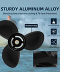 Aluminum Boat Outboard Propeller For 8HP To 15HP, 9 1 4 Inch Diameter, 9 Inch Pitch, Right Hand Rotation, 13 Spline, Three Blade