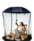 All In One Beach Umbrella With Mosquito Net For Chairs, Strollers, And Camping, Includes Universal Clamp, Drawstring Bag, Sandbags