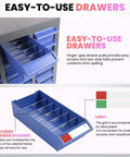 Close-up view of 40 Drawer Metal Parts Storage Cabinet With Alloy Steel Frame And Removable ABS Bins showing drawer details.