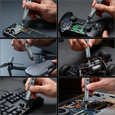 Handy Mini Electric Screwdriver Kit With 50 Precision Bits And 5 Torque Settings used on electronics and devices