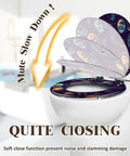 Toilet Seat with Decorative Cover for Bathroom featuring a soft close mechanism, vibrant design, and modern aesthetic.