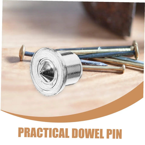 Steel Dowel Center Transfer Plugs Kit With Pins for Pro Level Drill Alignment on wooden surface with nails