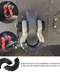 Built Tough Rubber Shackle Isolators And Washers Kit For Three Quarter Inch Shackles attached and in use on a vehicle bumper.