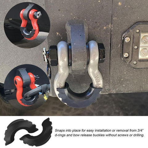 Built Tough Rubber Shackle Isolators And Washers Kit For Three Quarter Inch Shackles attached and in use on a vehicle bumper.