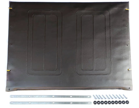 Built Tough 22 By 18 Inch Wheelchair Seat Replacement With All Hardware Embossed Vinyl Upholstery Comfy Everyday Cushion For K7 And Bariatric Sentra Frame Styles Black shown with mounting hardware.