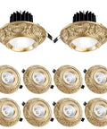 Top Notch 10 Pack Brass Led Downlights, 10W Eyeball Retrofit Spot Lights, decorative brass recessed lights for home use.