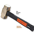 Brass Head Sledge Hammer With Indestructible 12-Inch Handle, 2.5 Lb Drop-Forged Spark-Resistant Head, Four Spring Steel Bars