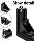 24 Set Black 4040 Aluminum Extrusion Profile Connector Kit With Heavy Duty Corner Brackets 48 M8 T Slot Nuts 48 Hex Screws And Washers