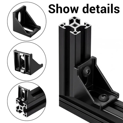 24 Set Black 4040 Aluminum Extrusion Profile Connector Kit With Heavy Duty Corner Brackets 48 M8 T Slot Nuts 48 Hex Screws And Washers