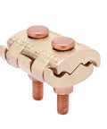 No Sweat Parallel Clamps For 4/0 To 500 Copper Conductors Heavy Duty Silicone Bronze Grounding Hardware showing a copper conductor clamp.