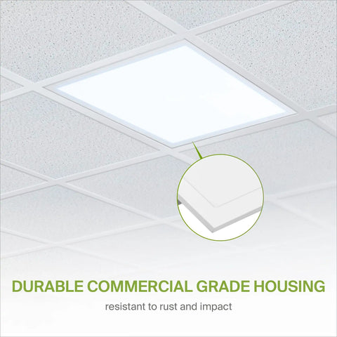 Workhorse 2x2 LED Flat Panel Light 25W 3250LM 5000K Daylight Dimmable Ceiling Panels UL DLC installed in drop ceiling