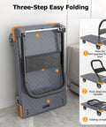 Heavy Duty Four Wheel Platform Cart With 360 Degree Maneuverability And 660 Pound Capacity For Safe Transport Of Luggage And Packages Foldable Hand Truck With Anti Slip Deck For Stable Heavy Load Haul folded flat against wall