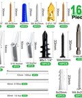 Drywall Anchors And Screws Kit 165Pcs With Heavy Duty Toggle Bolts 8 Sizes Metal And Plastic Anchors for brick, concrete, and wood