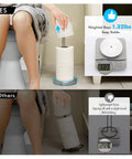 Freestanding Brushed Stainless Steel Toilet Paper Holder With Rock Solid Heavy Base Holds Three Rolls Anti Tip Bathroom Storage Stand with sturdy design.